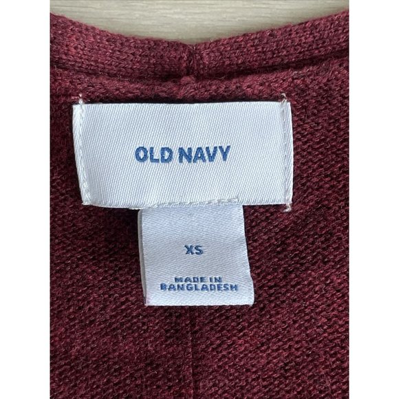 Old Navy womens V Neck‎ tunic sweater knit top Maroon Red Heather size XS NEW - Picture 3 of 10